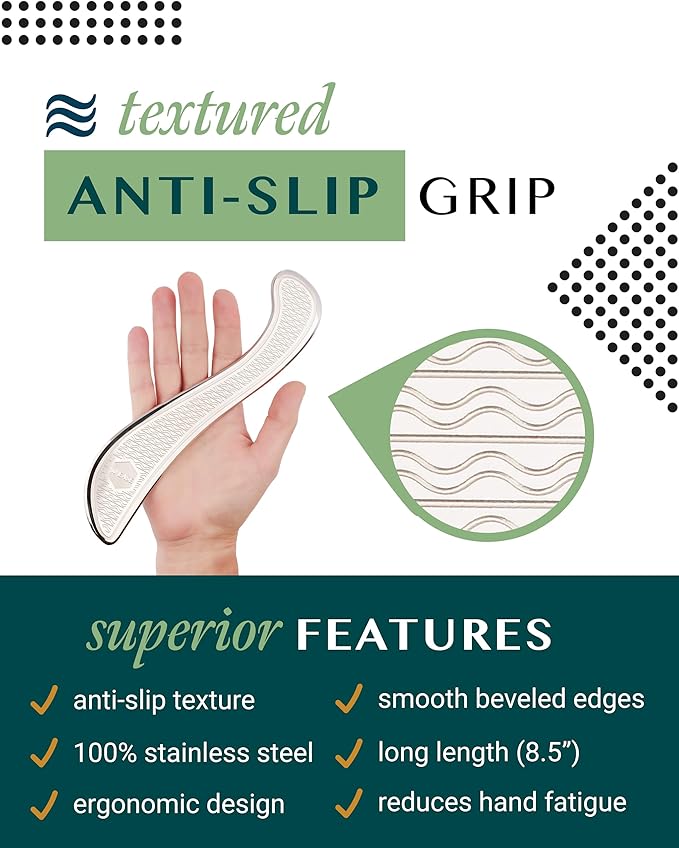 Muscle Scraper Tool with Patented Non-Slip Grip – Family-Owned Brand - Myofascial Release Tool to Relieve Tension – Massage Scraper for Sore Muscles - Stainless Steel Gua Sha for The Whole Body