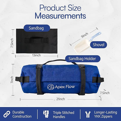APEX FLOW Sandbags for Working Out – 1000D Nylon Weighted Training Bag with 4 Inner Sandbags, 8 Handles – Adjustable 40lb Sand Bag for Weight Training, Fitness, and Travel