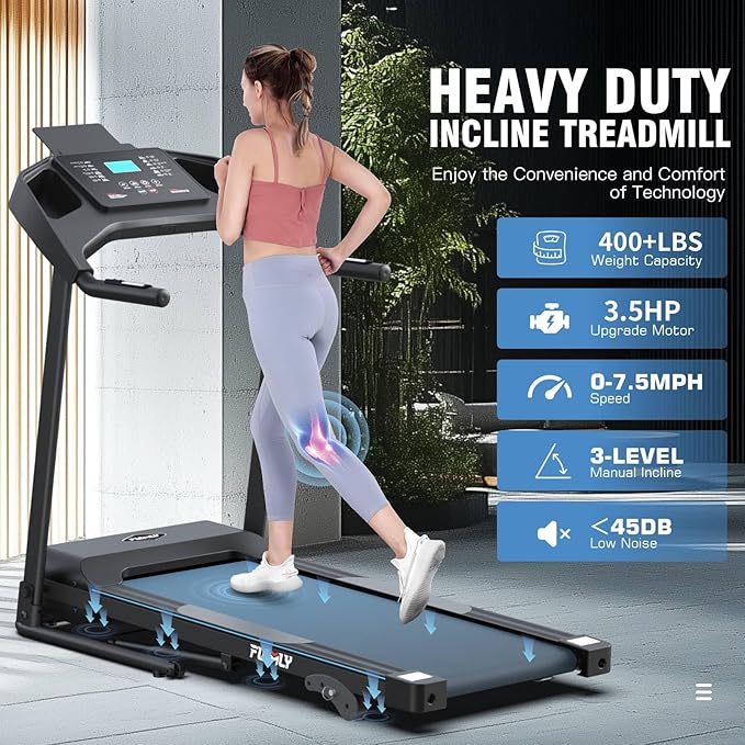 ANCHEER Foldable Treadmill with Sit Up Bench, 2025 Upgrade 3.5HP Portable Treadmills for Home with Incline 350 lbs Capacity, Smart LCD Display Body Fat& Heart Rate, Multifunction Exercise Equipment