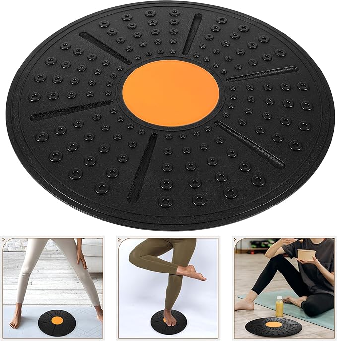 Balance Half Ball Board Wobble Stability Trainer Adjustable Angle Balance Board for Fitness Core Training and Sensory Rehabilitation Black Orange