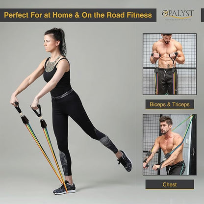 11pcs Resistance Band Set for Home Gym – Heavy Duty Exercise Tube Bands with Handles, Door Anchor & Ankle Straps – Full Body Workout Equipment for Strength Training, Yoga, Pilates, Physical Therapy