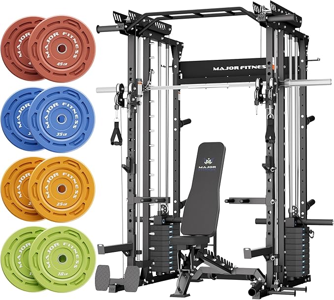 Major Fitness Drone MAX V Smith Machine with Weight Stacks, All-in-One Home Gym Squat Rack--2500LB Capacity, Dual LAT Pull-Down Systems & Cable Crossover Machine, Heavy-Duty Full-Body Workout Machine