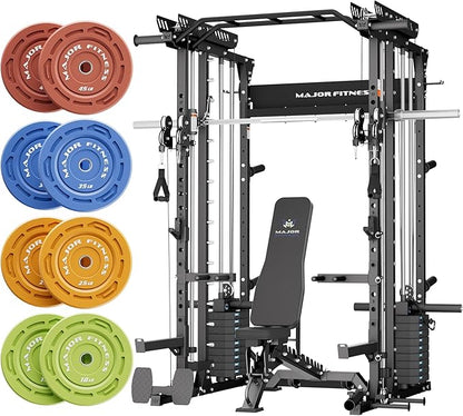 Major Fitness Drone MAX V Smith Machine with Weight Stacks, All-in-One Home Gym Squat Rack--2500LB Capacity, Dual LAT Pull-Down Systems & Cable Crossover Machine, Heavy-Duty Full-Body Workout Machine