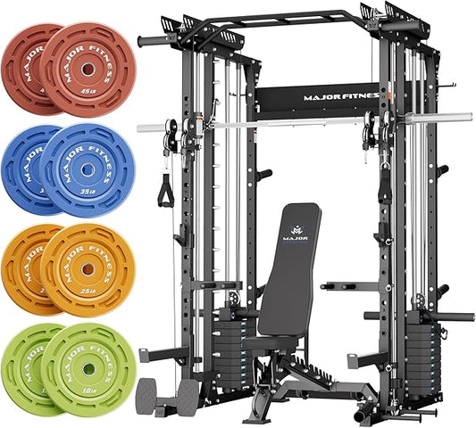 Major Fitness Drone MAX V Smith Machine with Weight Stacks, All-in-One Home Gym Squat Rack--2500LB Capacity, Dual LAT Pull-Down Systems & Cable Crossover Machine, Heavy-Duty Full-Body Workout Machine