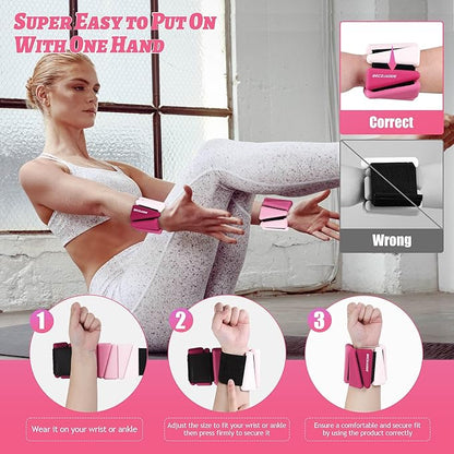 Ankle Weights for Women Wrist Weights Set of 2 (1 lb/2 lb Each) Adjustable Arm Leg Weight for Womens Men Suitable for Walking Swimming Running Pilates Yoga Gym