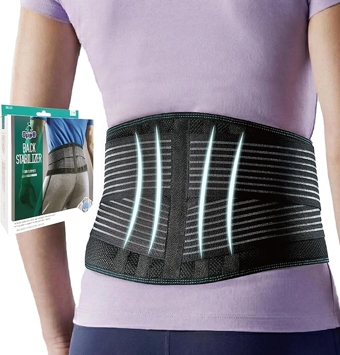OPPO RW501 Breathable Back Stabilizer with Flexible Stays - Lower Back Pain Relief, Sciatica Pain Relief, Herniated Disc Relief, and Weight Lifting (Black, L/XL, 1-Pack)