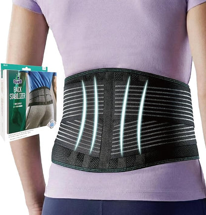 OPPO RW501 Breathable Back Stabilizer with Flexible Stays - Lower Back Pain Relief, Sciatica Pain Relief, Herniated Disc Relief, and Weight Lifting (Black, L/XL, 1-Pack)