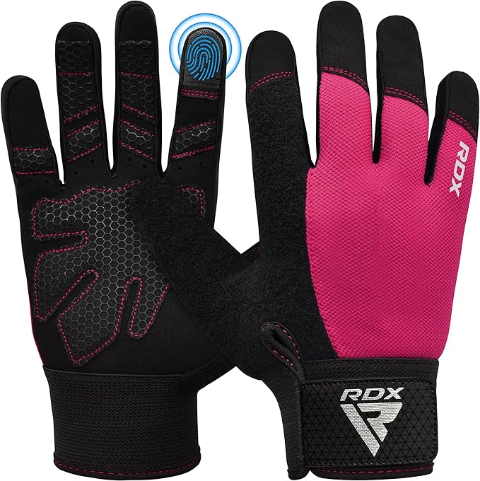 RDX Weight Lifting Gloves Gym Workout, Full Finger Touch Screen, Breathable Anti Slip Padded Palm Protection, Fitness Strength Training Powerlifting HIIT WOD Exercise, Men Women Home Gym Cycling