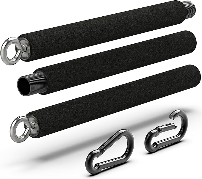 Tribe Lifting Resistance Band Bar - Portable Steel Workout Bar for Resistance Bands - Adjustable 38 to 26 Inch - Straight Bar Attachment for Cable Machine and Home Gym Exercises
