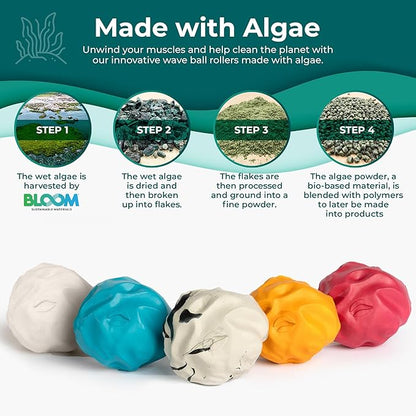 Oceanfoam Wave Massage Ball Roller – Textured Lacrosse Ball for Plantar Fasciitis Relief, Muscle Knot Therapy, Myofascial Release – Travel Size Tool for Feet, Neck, Back Pain (Pack of 5)