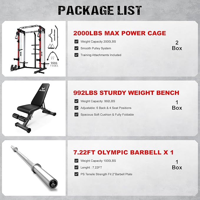 C21 Power Cage, 2000LBS Multi-Function Power Rack with Independent Dual Pulley System, All-in-One Squat Rack for Cable Crossover, Home Gym Workout Machine