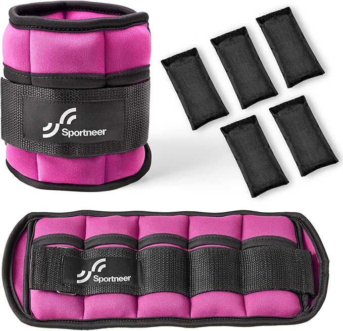 Sportneer Adjustable Ankle Weights for Women and Men 7 lbs/Pair Adjustable Leg Weights with Secure Straps, Strength Training Weighted for Yoga, Walking, Running, Aerobics, Gym, Physical Therapy