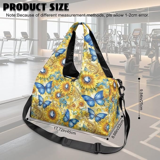 Gym Bag with Yoga Mat Holder Large Tote Bag With Multi Pockets for Women Men Dry Wet Separated Pocket Carryall Yoga Tote Bag for Pilates Travel Workout Office