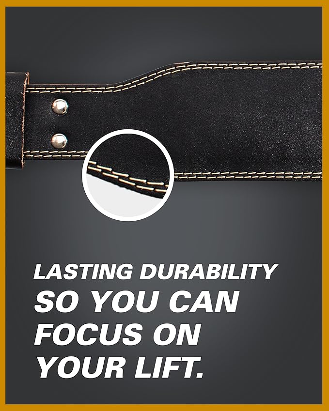 Harbinger Padded Leather Contoured Weightlifting Belt - 4" or 6” Width - Interior Suede Lining & Foam Cushioning - Heavy-Duty Dual Prong Steel Roller Buckle - for Lifting Support
