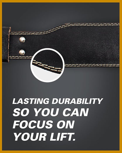 Harbinger Padded Leather Contoured Weightlifting Belt - 4" or 6” Width - Interior Suede Lining & Foam Cushioning - Heavy-Duty Dual Prong Steel Roller Buckle - for Lifting Support