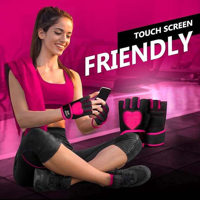 DXM SPORTS Workout Gloves for Women with Wrist Support - Weight Lifting Gloves for Gym, Cycling, Training - Exercise Gloves for Women