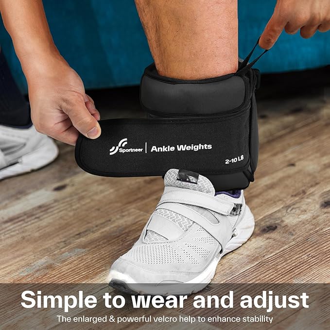 Sportneer 20lbs/Pair Adjustable Ankle Weights for Women and Men, Modularized Leg Weight for Yoga, Walking, Running, Aerobics, Gym, Physical Therapy