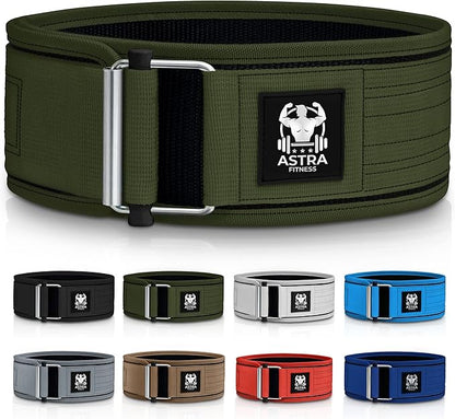 Quick Locking Premium Weight Lifting Belt - Powerlifting, Cross Training for Men and Women - 4 Inch Wider Back Support, 100% Metal Buckle - Professional Fitness, Olympic Lifting, Deadlift