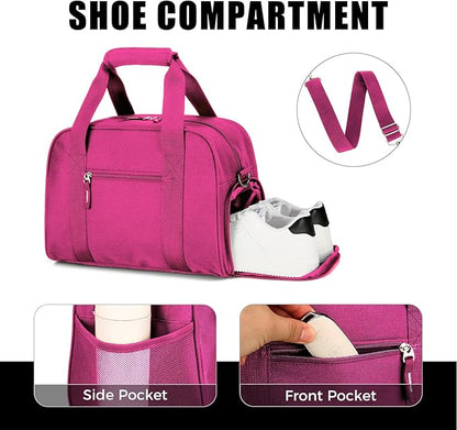 SeaRock 14 inch Small Gym Bag for Men & Women, Mini Duffle Bag with Shoe Compartment, Carry On Duffel Bag for Travel Sports, Rose Pink