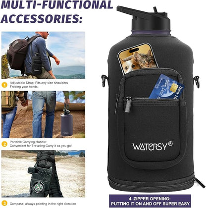 1 Gallon Water Bottle Insulated(Cold for 48 Hrs),BPA Free&Leak Proof,128oz Stainless Steel Water Jug,Large Water Bottle with Straw Spout Lids for Gym,Hiking,Camping&Travel,Purple