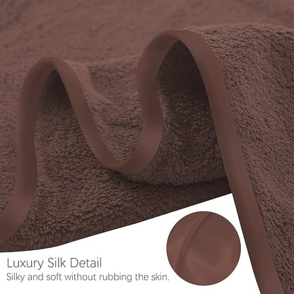 TENSTARS Silk Hemming Bath Towels for Bathroom Clearance - 27 x 55 inches - Light Thin Quick Drying - Soft Microfiber Absorbent Towel for Bath Fitness, Sports, Yoga, Travel, Gym - 2 Pack, Wood Brown