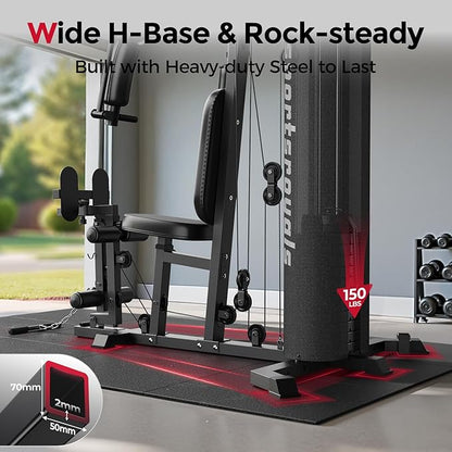 Sportsroyals Home Gym, Multifunctional Gym Equipment, Workout Equipment with 150LBS Weight Stack, for Leg Press, LAT Pull Down, Chest Presses