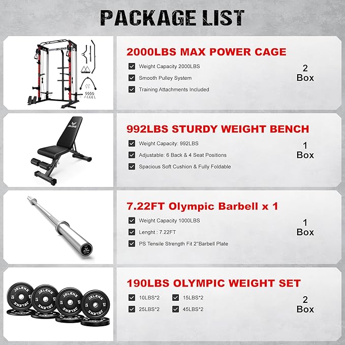 C21 Power Cage, 2000LBS Multi-Function Power Rack with Independent Dual Pulley System, All-in-One Squat Rack for Cable Crossover, Home Gym Workout Machine