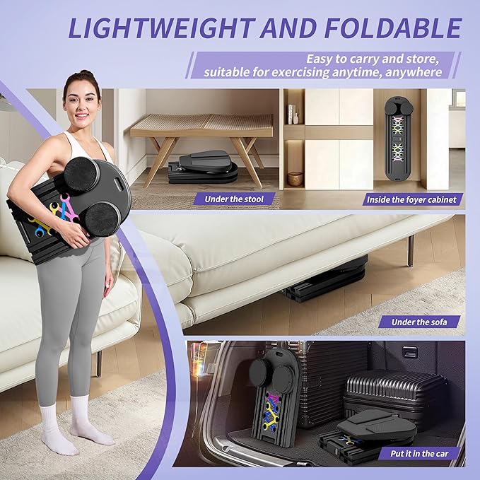 Pilates Board Reformer 15-in-1: Split & Foldable Design, Portable Home Gym with Digital Display, Resistance Bands, Balance Board for Women's Full Body & Core Training