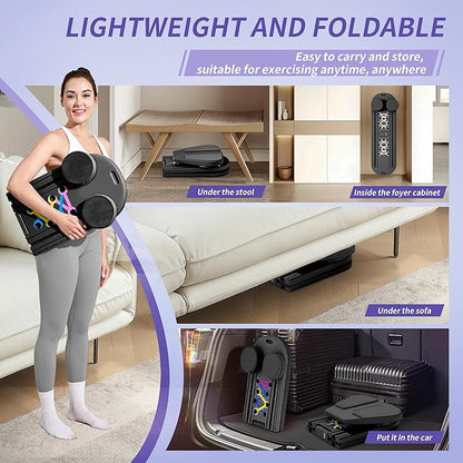 Pilates Board Reformer 15-in-1: Split & Foldable Design, Portable Home Gym with Digital Display, Resistance Bands, Balance Board for Women's Full Body & Core Training