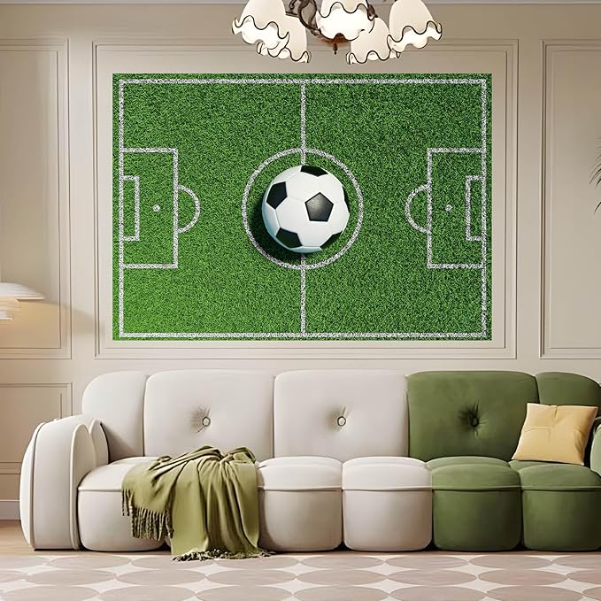 Football Background Green Grass Field Photography Backdrop Sports Game Party Birthday Party Backgrounds Football Court Sports Stadium Boys Children Adult Portraits Studio Props 20x10ft