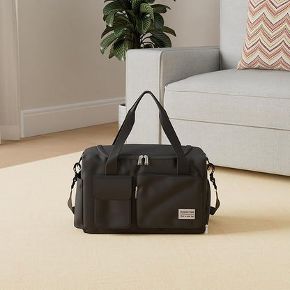 Small Gym Bag for Women, Travel Duffle Bag Carry On Weekender Bag with Shoe Compartment