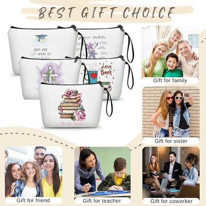 Reading Book Librarian Library Gifts for Women Reader Bookworm People Who Like to Read Nerd Club Literary Friend Sister Unique Makeup Cosmetic Bag