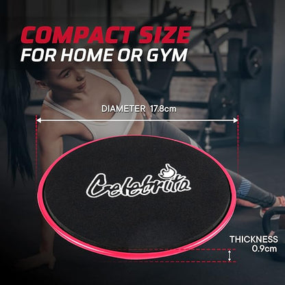 Celebrita Pair of Gliding Discs Core Sliders Ab, Back, Hip, and Leg Exercise Gear for Gym, Home, Yoga, Pilates | Strengthen Abdomen, Burn Fats, Improve Balance (Pink)