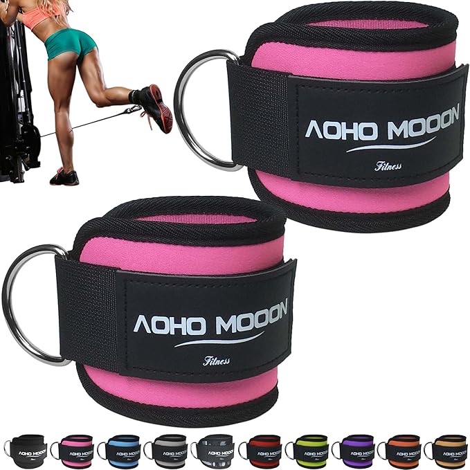 Comfortable Adjustable Ankle Straps for Cable Machines Women, Gym Workout Leg Strap, Glute Cuff, Ankle Cuffs for Glute Workouts, Foot Straps for Kickback, One Size Fit All