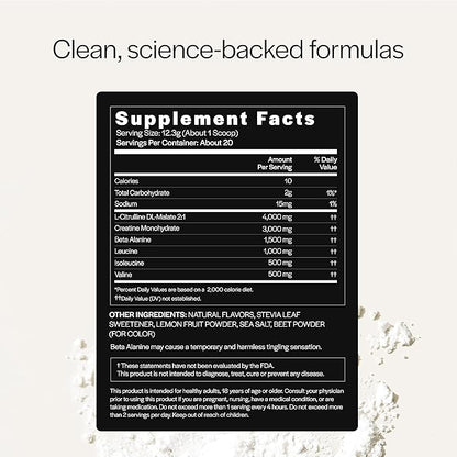 Gainful Caffeine Free Pre Workout Powder with Creatine, Strawberry Lemonade Flavor, Supports Strength, Endurance, & Recovery, BCAAs, Beta Alanine, L-Citrulline, No Artificial Ingredients, 20 Servings