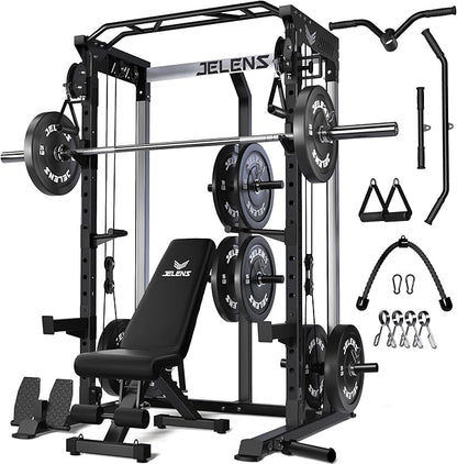 C21 Power Cage, 2000LBS Multi-Function Power Rack with Independent Dual Pulley System, All-in-One Squat Rack for Cable Crossover, Home Gym Workout Machine