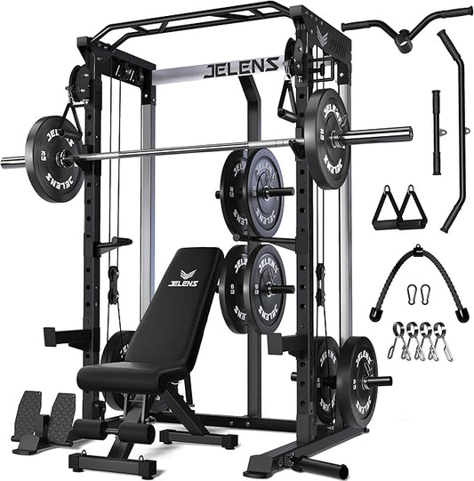 C21 Power Cage, 2000LBS Multi-Function Power Rack with Independent Dual Pulley System, All-in-One Squat Rack for Cable Crossover, Home Gym Workout Machine