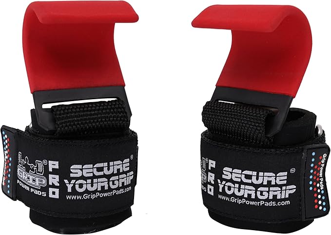 Weight Lifting Rod Hooks Heavy Duty Wrist Wraps Power Weight Lifting Training Gym Grips Straps Set of 2