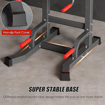 soges Pull Up Bar Dip Station, Power Tower with A Backrest, Adjustable Height Pull Up Bar Stand, Multi-Function Home Gym Strength Training