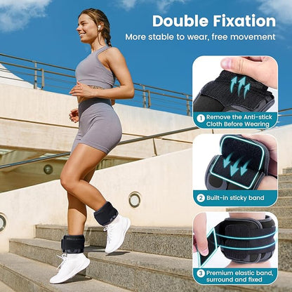Sportneer Ankle Weights for Men Women Strength Training, 4/10 lbs Pair Leg Weights Set Comfortable and Soft Perfect for Dancing Running Walking Fitness Workout