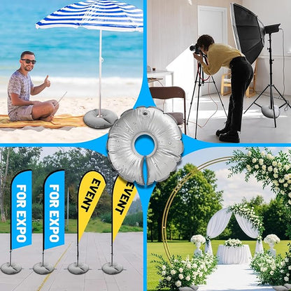 4 Pack 18" Water Bags for Feather Flag Base, Upgraded Thickened PVC Material, Openable Water Weight Bag for Feather Flag Stand Beach Umbrella and Photography Stand, 20 lbs Each