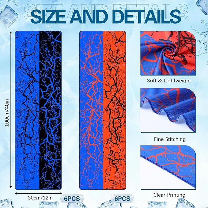 12 Pcs Cooling Towels 40"x12" Soft Breathable Chilly Microfiber Towel for Neck and Face Ice Towel Sweat Rag for Yoga Running Sport Gym Workout Camping Fitness Party Favors Team Gift