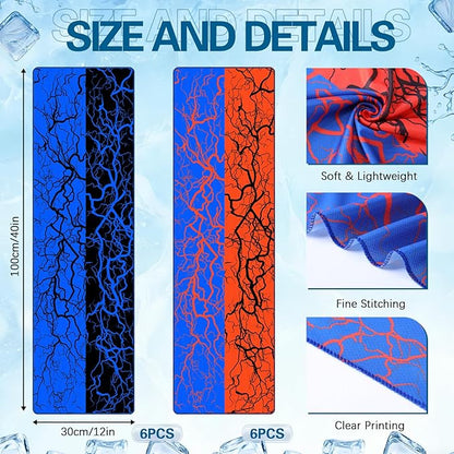 12 Pcs Cooling Towels 40"x12" Soft Breathable Chilly Microfiber Towel for Neck and Face Ice Towel Sweat Rag for Yoga Running Sport Gym Workout Camping Fitness Party Favors Team Gift