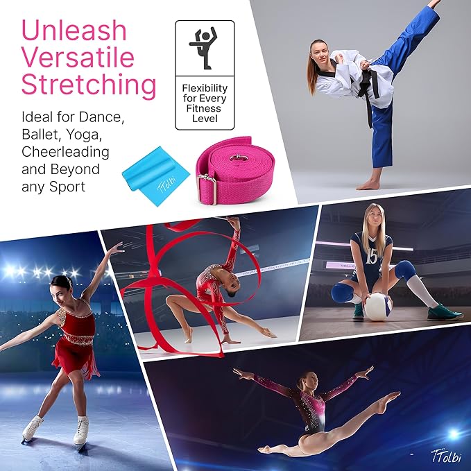 Stretching Strap with Door Anchor & Resistance Band – Leg Stretcher for Improving Flexibility & Splits – Ideal for Ballet, Dance, Cheer, Yoga & Gymnastics – Home Training Equipment for All Levels