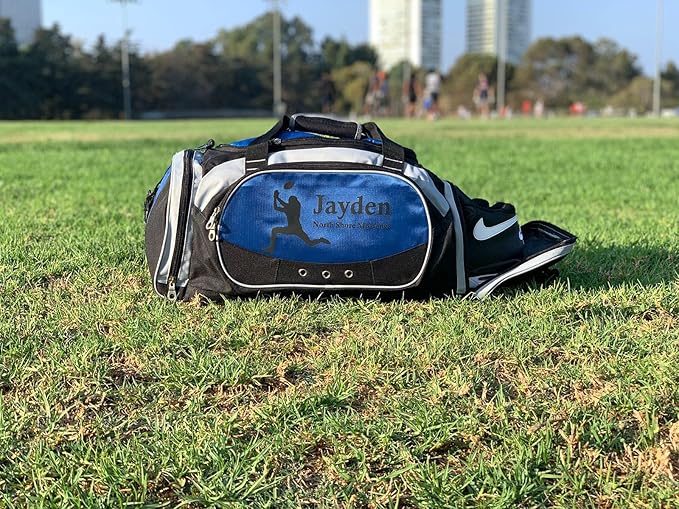 Personalized SportS Duffel Bag With Custom Name & Text - Lacrosse Blue