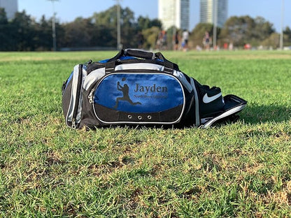 Personalized SportS Duffel Bag With Custom Name & Text - Lacrosse Blue