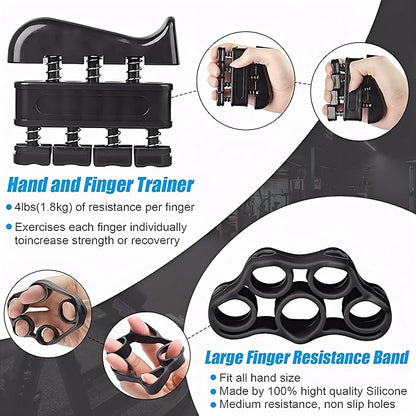 Grip Strength Trainer Kit (5 Pack) with Counter - Adjustable Resistance Hand Gripper, Forearm & Finger Strengthener, Stress Relief Ball, Workout Ring - Hand Therapy, Muscle Building, Injury Recovery for Athletes & Therapy