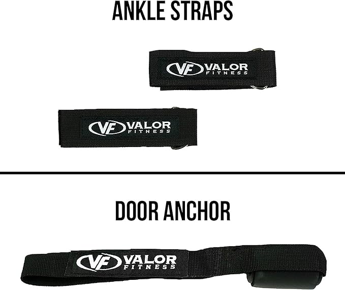 Valor Fitness Resistance Band Set - Stackable Workout System - 5 Heavy Duty Stretch Tube Bands with Handles, Ankle Straps, Door Anchor & Storage Bag