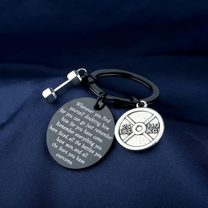 Lywjyb Birdgot Fitness Keychain Weightlifting Sports Keychain Inspirational Dumbbell Workout Keychain