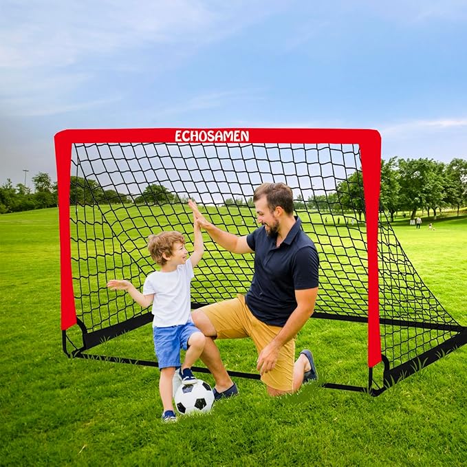 Kids Soccer Goals for Backyard, 2 of 6 x 4 ft Kids Soccer Goal Set Soccer Net with 10 Soccer Cones, Agility Ladder & Carry Bag, Portable Soccer Training Equipment.
